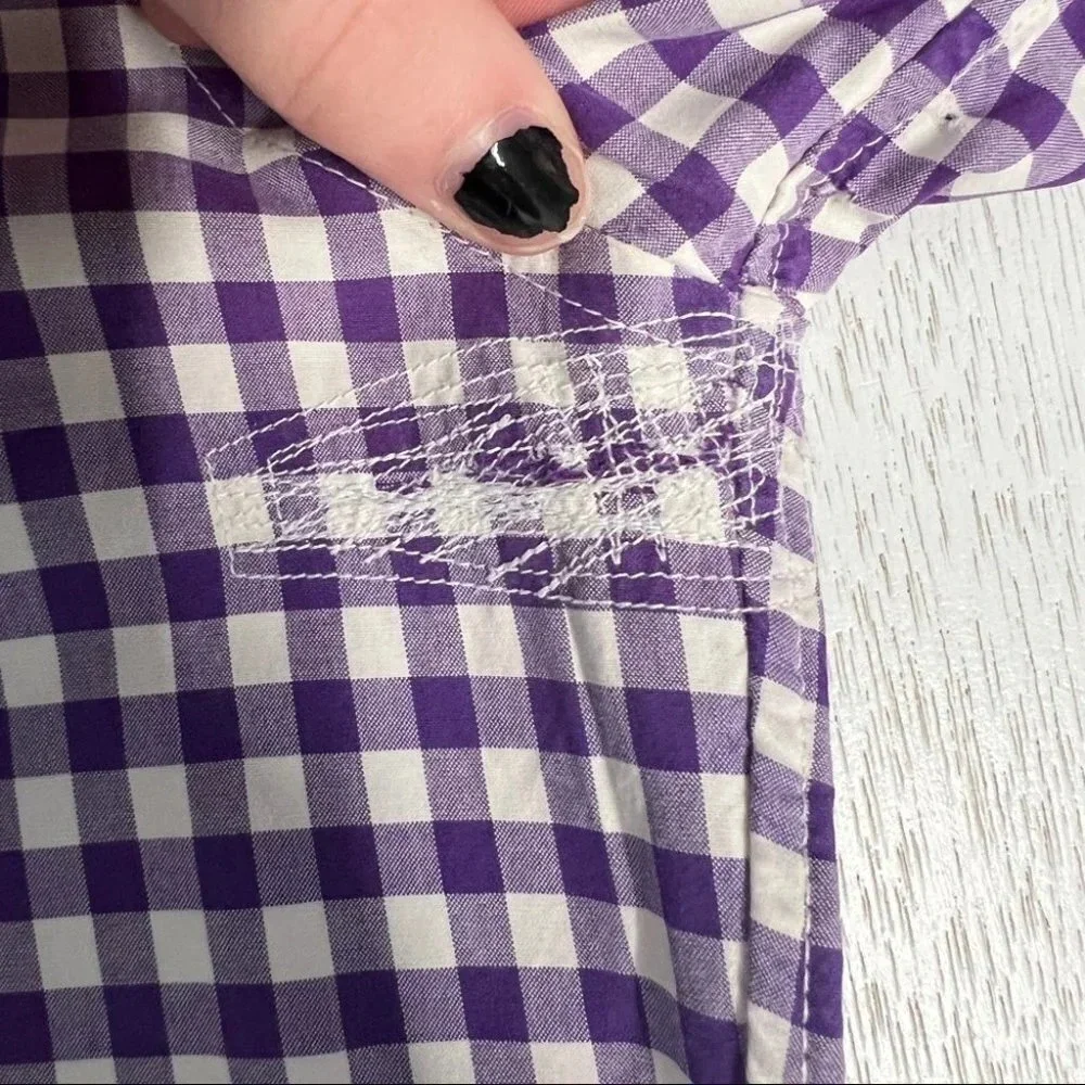 FLAW J.Crew 100% Cotton Purple White Check‎ Men's Shirt Size M
